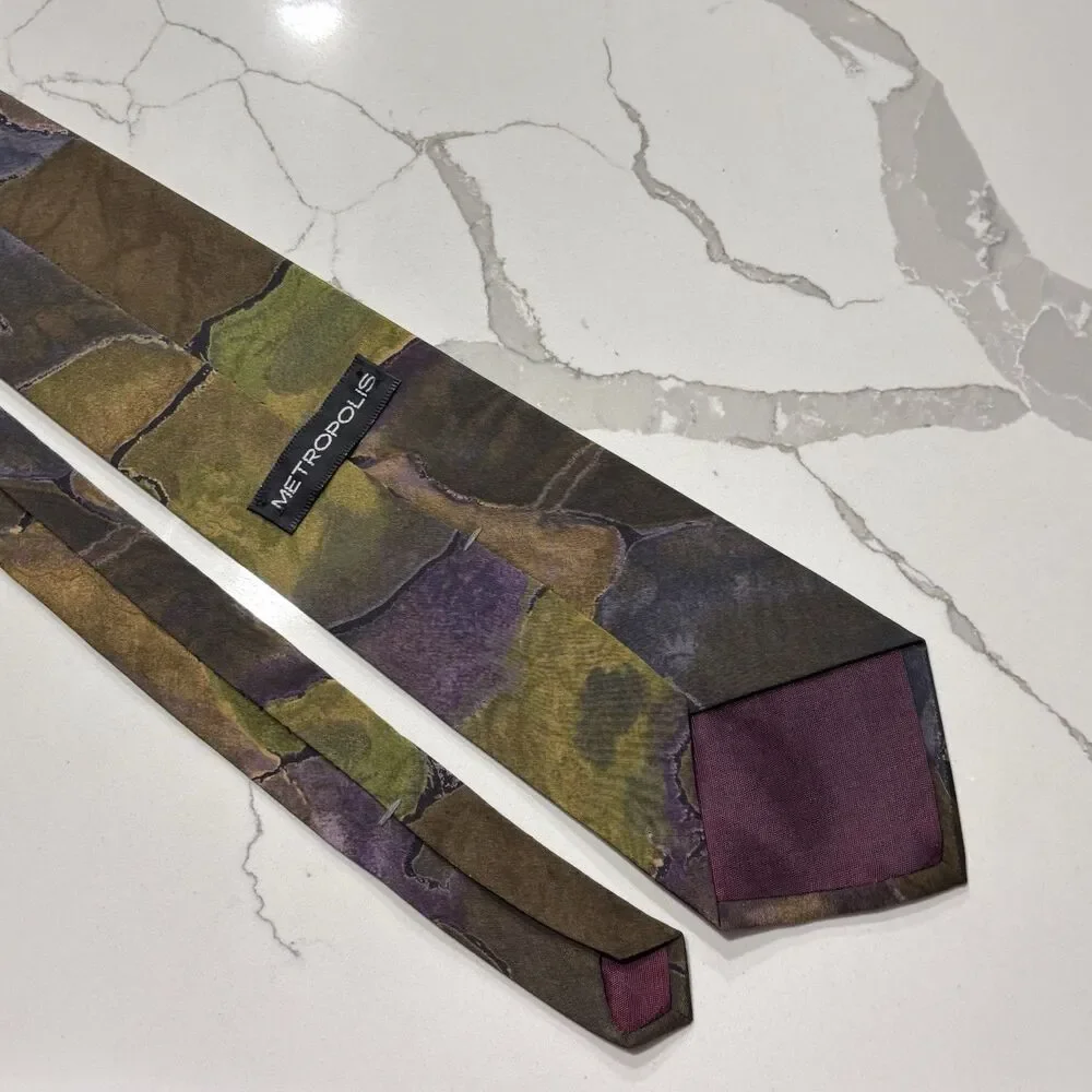 Vintage 90s Metropolis Men’s Polyester Necktie Tie Colorful Abstract USA Made